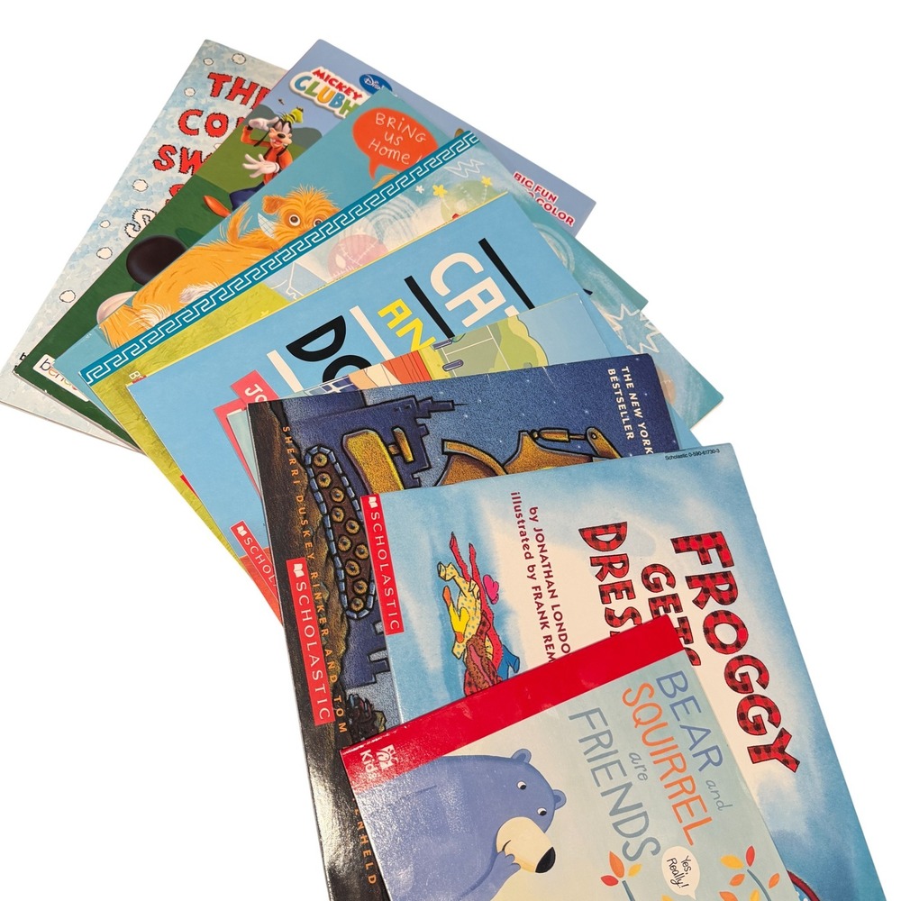 Kids Book Bundle Lot 8 Scholastic Disney Bluey Pout Pout‎ Fish Construction Site